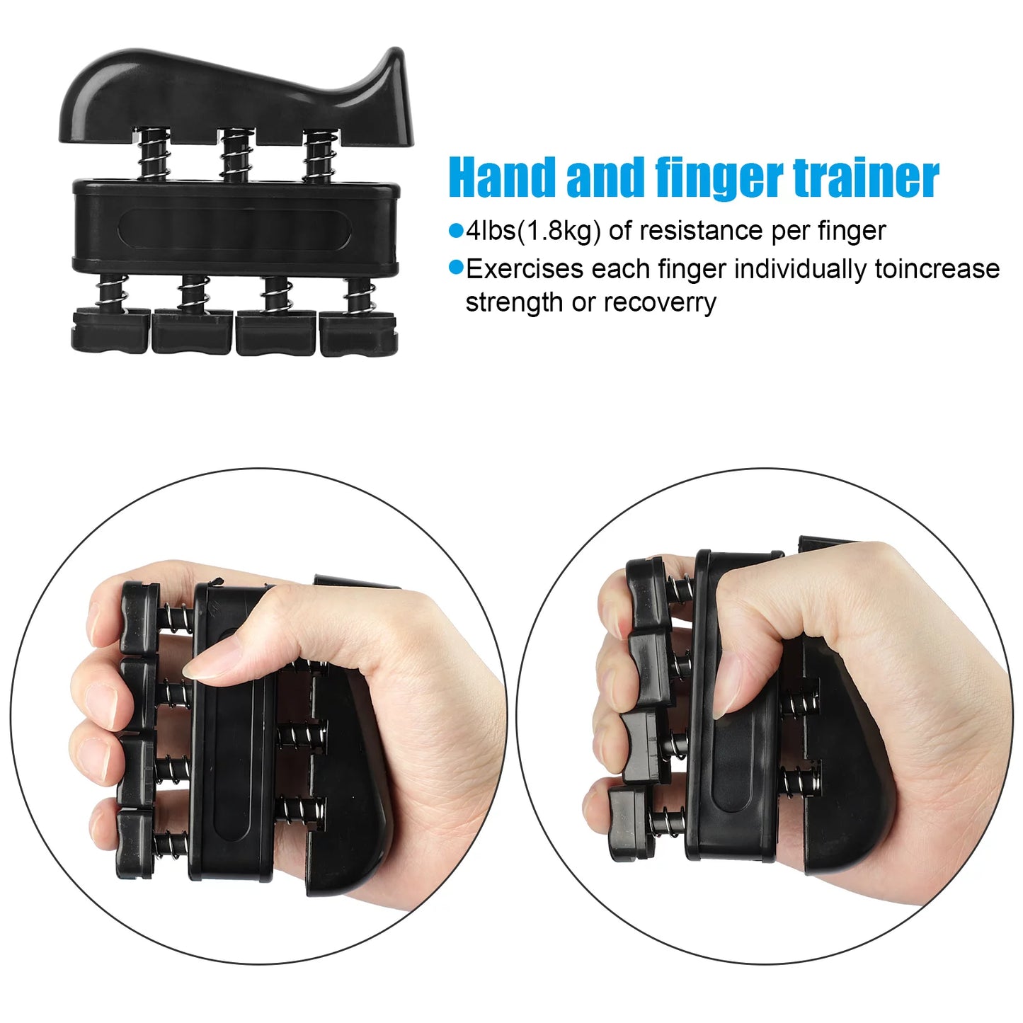 5Pcs Hand Grip Strengthener Set, Adjustable Resistance 22 to 132Lbs Hand Gripper Strength Trainer, Finger Exerciser, Finger Stretcher, Grip Loop, Stress Relief Ball