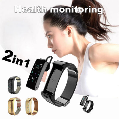 2In1 B6 Call with Bluetooth Headset Smart Band Fitness Tracker Sport Smart Bracelet Hands-Free Smart Watch Headset Wristband#G3