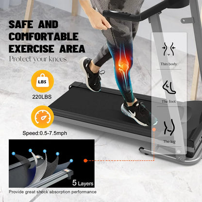 Home Foldable Treadmill, Treadmill for Home/Gym/Small Apartment, with 15 Preset or Adjustable Programs, with LED Monitor and Cup Holder and Safety Lock, 250 LB Capacity