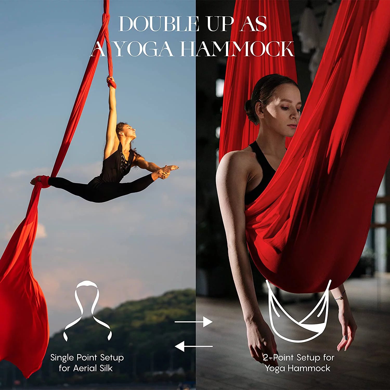 Aerial Yoga Swing Set 6M / 20Ft Red Trapeze Yoga Hammock Kit Yoga Flying Sling Inversion Swing Tools for Air Yoga Inversion Fitness